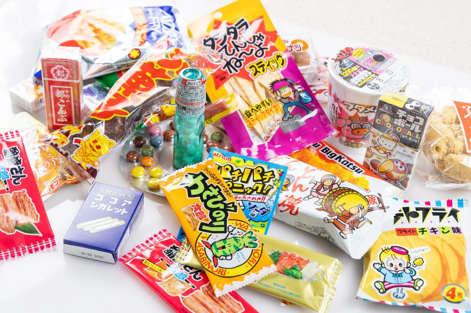 Japanese grocery store shelves with a variety of food products